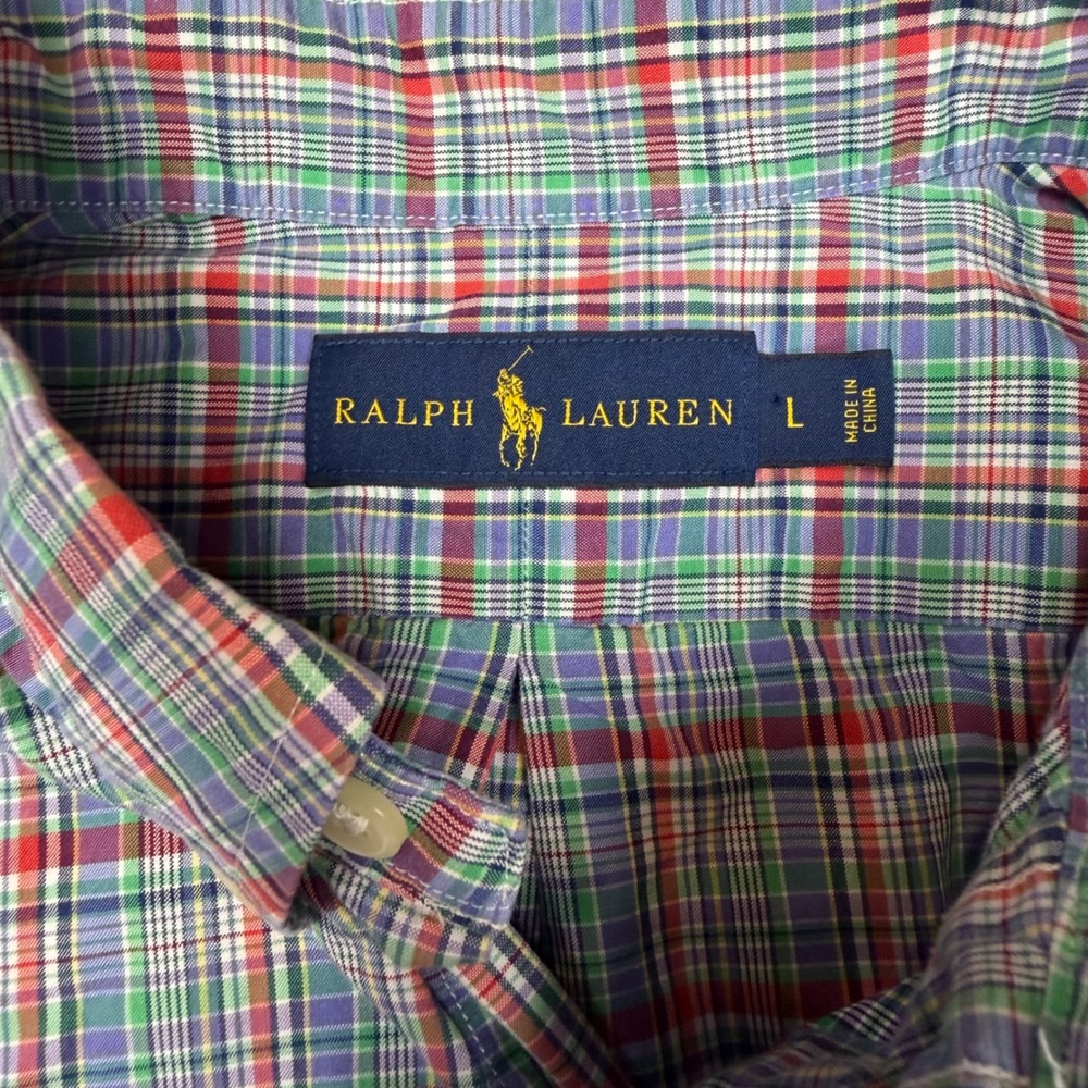 Ralph Lauren Mens Large Plaid Button Down Shirt Long Sleeve Multi Color Cotton - Picture 2 of 7